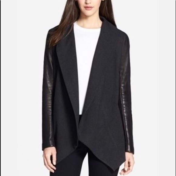 Theory Jackets & Blazers - $595 Theory Wool Leather Sweater Wrap Jacket